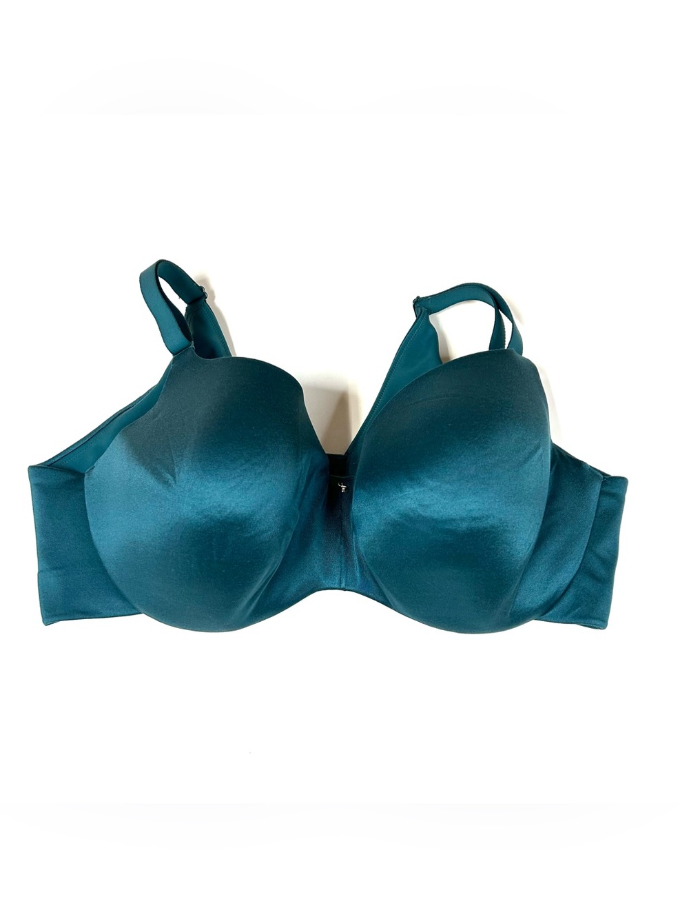 Cacique 42DDD 42F Lightly Lined Balconette Bra Solid Blue Teal Underwire #3585